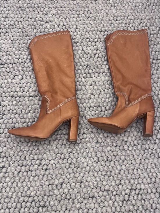 Anthropologie Shoes - Brand New Anthropologie Tan Leather Pointed-Toe Mid-Calf Heeled Boots